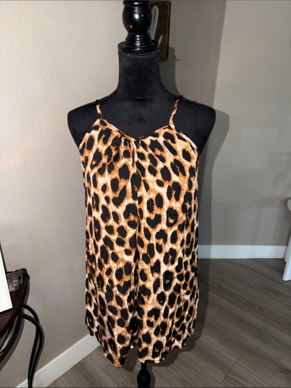 Leopard Print Slip Dress - Tan & Black